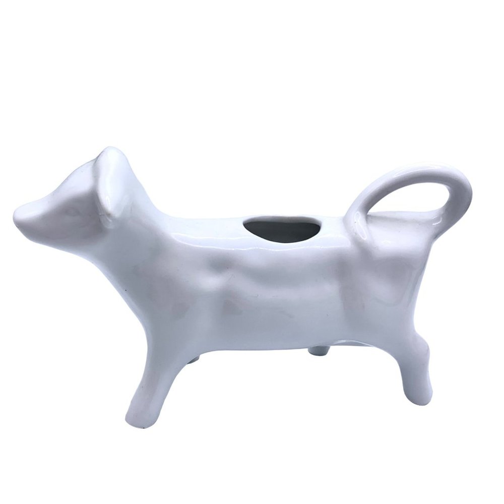 Vintage White Cow Creamer Milk Pitcher Porcelain Farm House Country Moo Handle - Picture 5 of 9